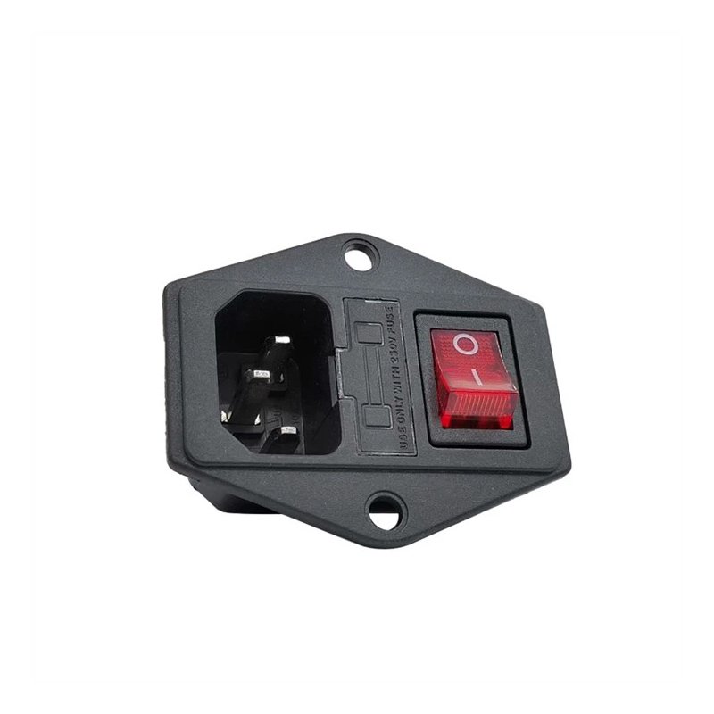 1/2 3 Pin IEC320 C14 Inlet Module Plug 5A Fuse Switch Male Power Socket 10A 250V For Lab Equipment