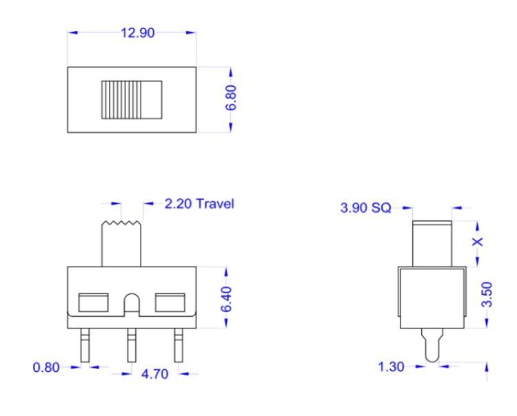 3 Pins PCB Terminal Slide Switch