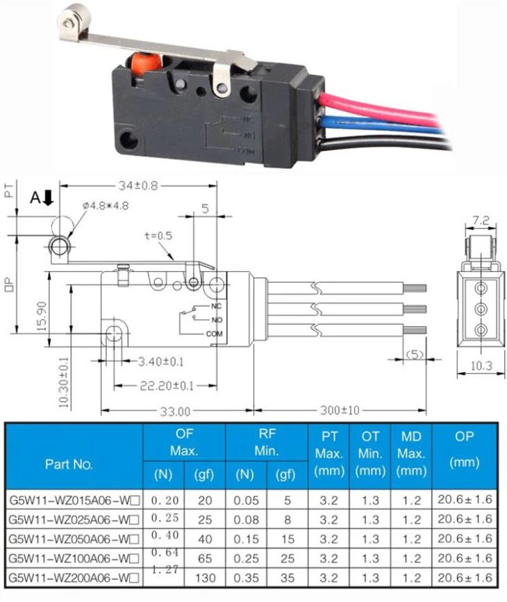 G5W11-WA02 Sealed Micro Switch