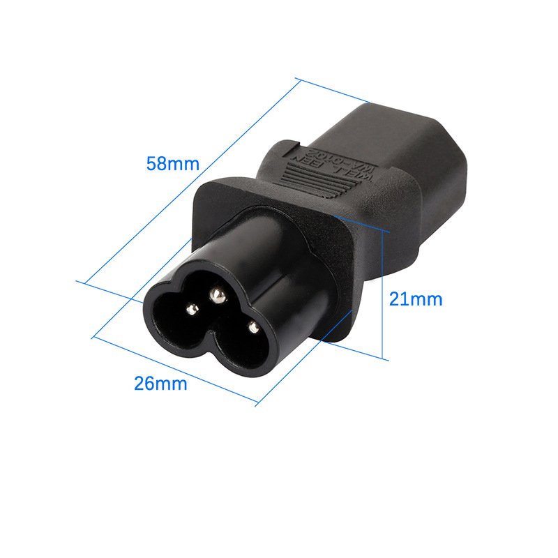 IEC320-C13 to C6 character male socket to female socket power adapter plug