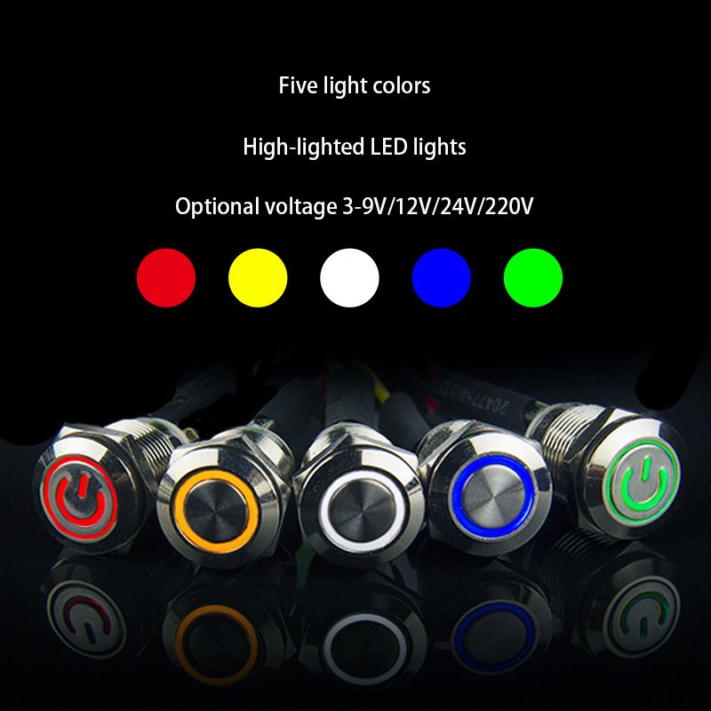 Metal button switch with LED