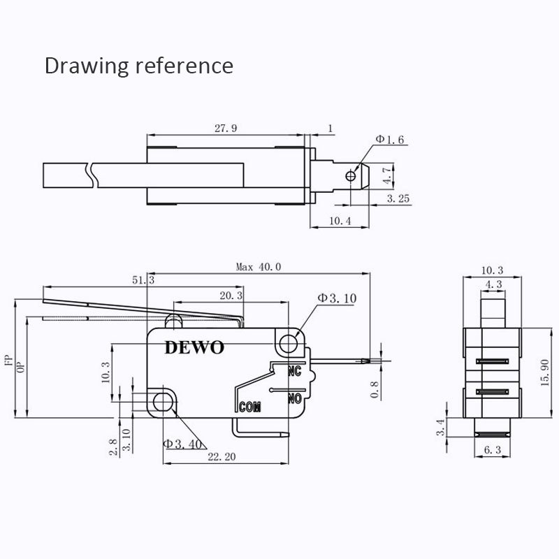 Product dimension drawing